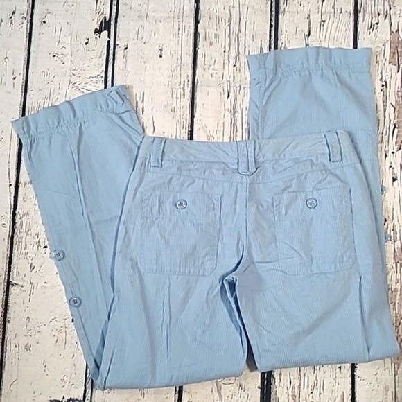 Vintage Y2K American Eagle Outfitters Sky Blue Striped Convertible Pants Size 6 - Picture 7 of 13